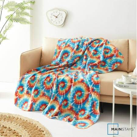 1ae93ae65002aef0256dd7d6c8c323ae1fe5f4d3bd83178d32518bb8d229a8f2.jpg Mainstays Multicolor Tie Dye Fleece Throw Blanket, Standard Throw - Image 1