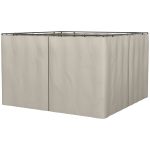 Outsunny 10' x 10' Universal Gazebo Sidewall Set with 4 Panels, 40 Hooks/C-Rings Included for Pergolas & Cabanas, Beige