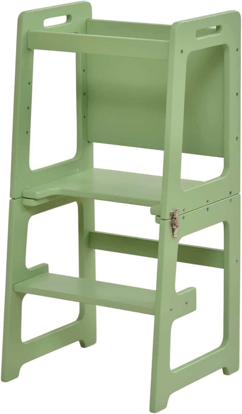 1b0e5b971bdba0b820ad85ddad254c486a81ad4971ca599d181a1976671176f5.jpg Avenlur Date - Wood Step Stool, Desk and Chalkboard - Green - Image 1