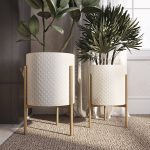Aspire Gianna Modern Planters White & Gold - Set of 2