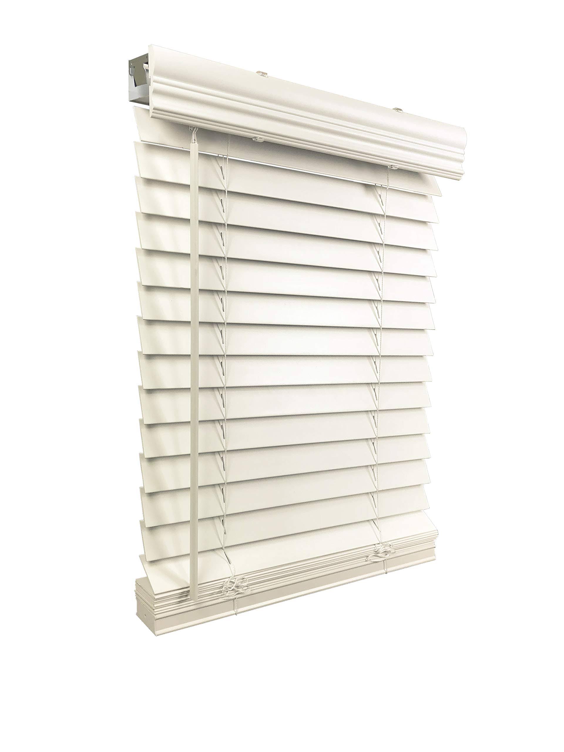 1b33b5d92fd5228bfec388e502f157cb8f793095d8451ea95c5768bda76378e2.jpg US Window and Floor 2" Faux Wood 23.5" W x 24" H, Inside Mount Cordless Window Blinds, Smooth White,CLF0102340240 - Image 1