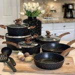 Kitchen Academy Better Living Through Cooking Perfection Kitchen Academy Induction Cookware Sets - 12 Piece Cooking Pan Set, Granite Black Nonstick
