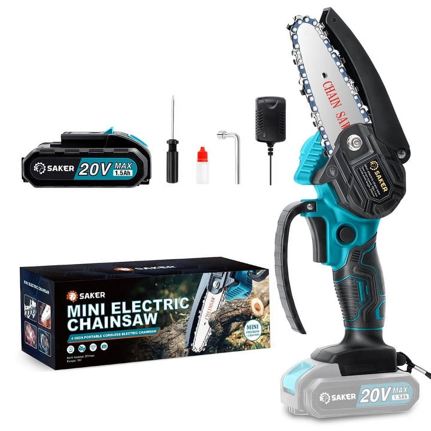 1ba96ccf0d592280e050c37cdeebe141c96685480b5777e758463877b7c66755.jpg Saker 4 inch Mini Chainsaw, Portable Electric Chainsaw, Cordless Handheld Chain Saw Pruning Shears Chainsaw( Chainsaw + 1 Battery) - Image 1