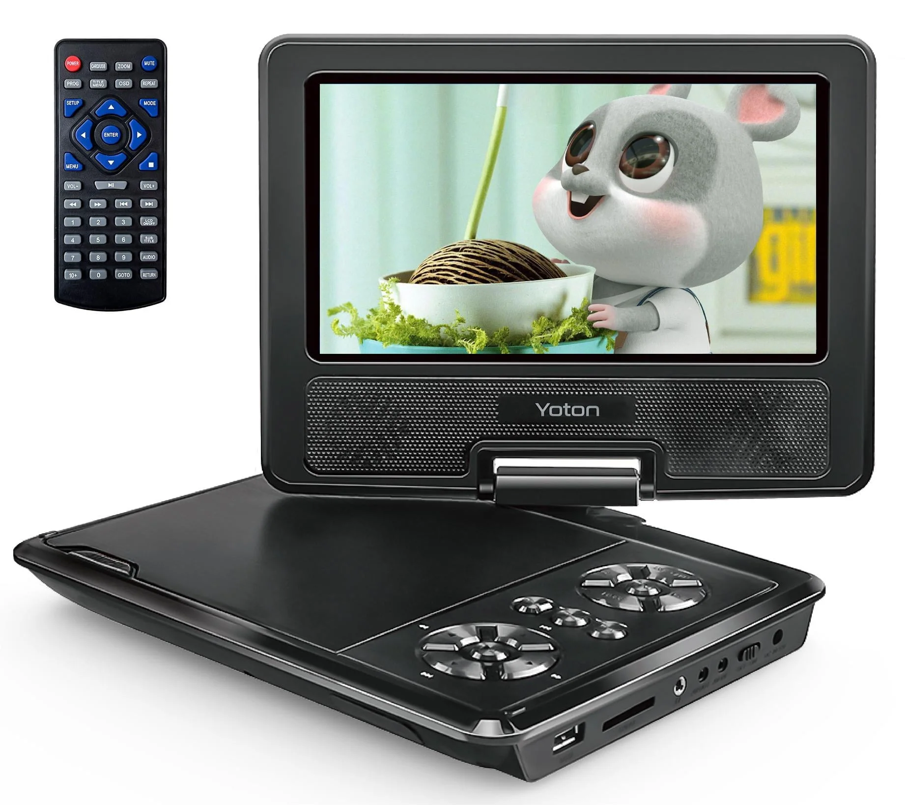 1bc089421449d1ada33e568d52e24be5f631ab1d400af3eebf6c84e3bdde5ed0.webp 7.5'' Portable DVD Player for Car and Kids Support USB & SD Cards 5 Hours Internal Battery Car DVD Player with Car Charger, Black - Image 1