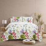 Jarson Floral Quilts Set King size, 3pcs Lightweight Summer Bedspreads, Country Purple Flowers Bedding, Botanical Plant Reversible Coverlets