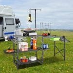 Camping Kitchen Table Folding Portable Cook Station Tables Shelves &A Sink