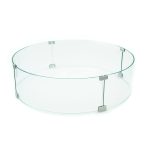 AMS Fire Pit Table Round Glass Wind Guard 36" Diameter - 1/4" Thick Glass - Fire Flame Guard AMS Fireplace Size: 8" H x 36" W x 36" D