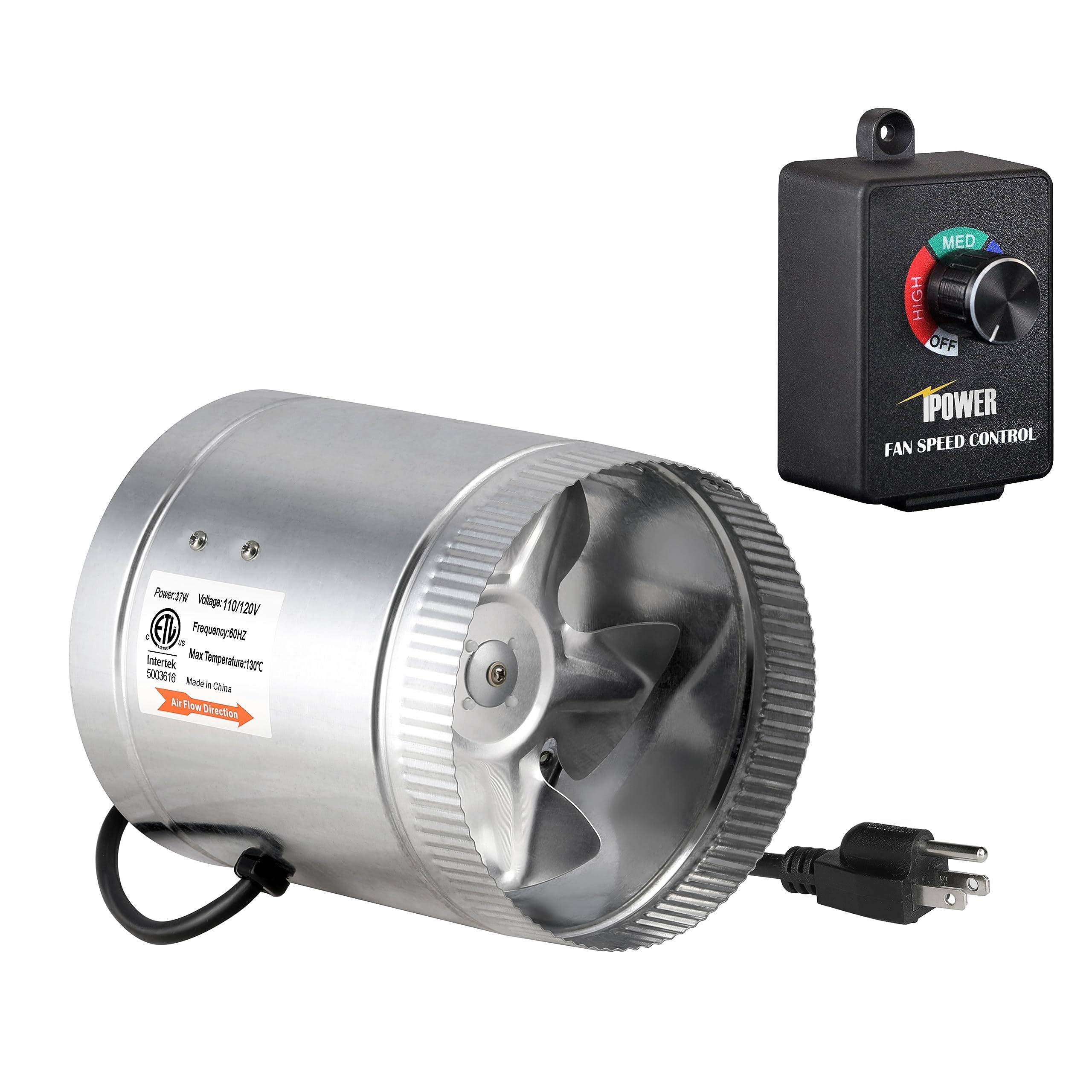 1bde6e6739a11dfc275082c392a656e1129549935af35e4b6ef850ec05dd0844.jpg iPower 6 inch 240 CFM Booster Fan Inline Duct Vent Blower with Variable Speed Controller Adjuster - Image 1