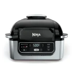 Ninja Foodi 4 - in - 1 Indoor Grill with 4 - Qt Air Fryer, Roast, Bake, and Cyclonic Grilling Technology, Black/Stainless AG300