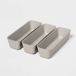 3pk Long Storage Trays Gray Mist - Room Essentials