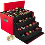 HOLDN Storage Christmas Ornament Storage Container Box with Dividers - Stores Up to 96 - 3 inch Ornaments - Large Christmas Ball Storage Container