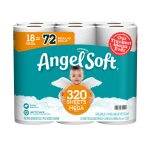 Angel Soft Bathroom Tissue, Unscented, Mega Roll, 2-Ply - 18 rolls