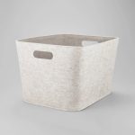 10.5" x 14" Medium Felt Basket with Stitching Oatmeal - Brightroom