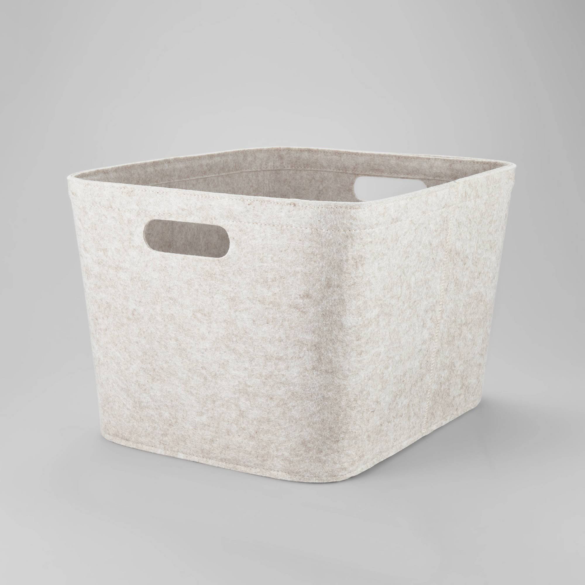 1c438c84c1035826f1f28f8921c0ecc98cfacc5a802e11953f05f52ce35889e2.jpg 10.5" x 14" Medium Felt Basket with Stitching Oatmeal - Brightroom - Image 1