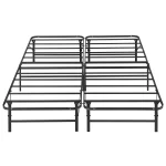 VECELO Foldable Metal Platform Bed Frame, Steel Slat Support/No Box Spring Needed, King Size, Black