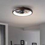CIKASS Ceiling Fan with Lights Dimmable LED Reversible Blades Timing with Remote Control, 5 Invisible Blades Semi Flush Mount Low Profile Fan