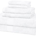 Basics 6-Piece Fade-Resistant Cotton Bath Towel Set - White