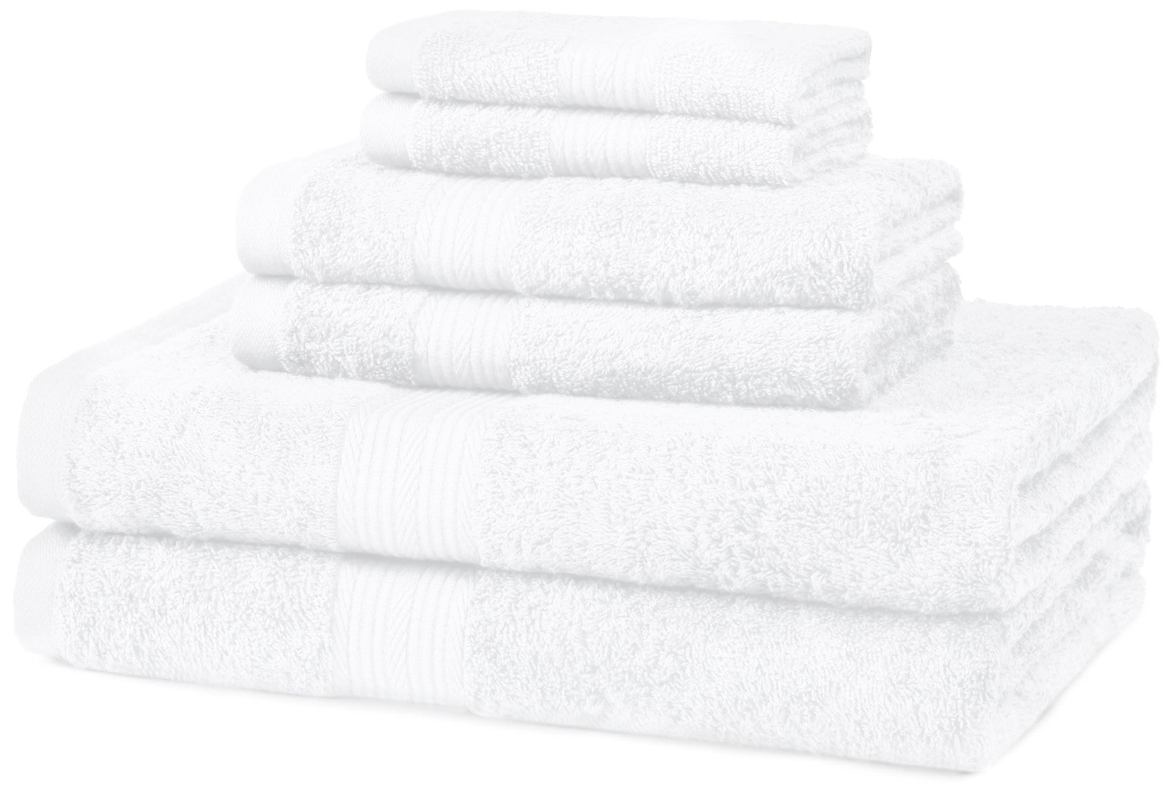 1c842aa7f681c5de6923098262cda537f2c8dd700f961d5776daf39e6827c6e2.jpg Basics 6-Piece Fade-Resistant Cotton Bath Towel Set - White - Image 1