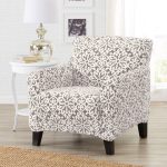 Great Bay Home Stretch Velvet-Plush Washable Chair Slipcover (Chair, Wild Dove Grey - Snowflake)