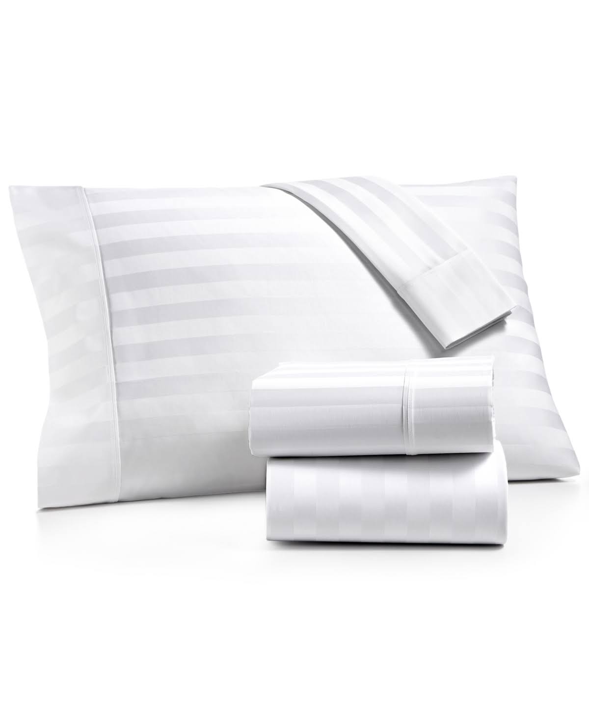 AQ Textiles Bergen Stripe 4-pc. Queen Extra-Deep Sheet Set 1000 Thread Count 100% Certified Egyptian Cotton - White
