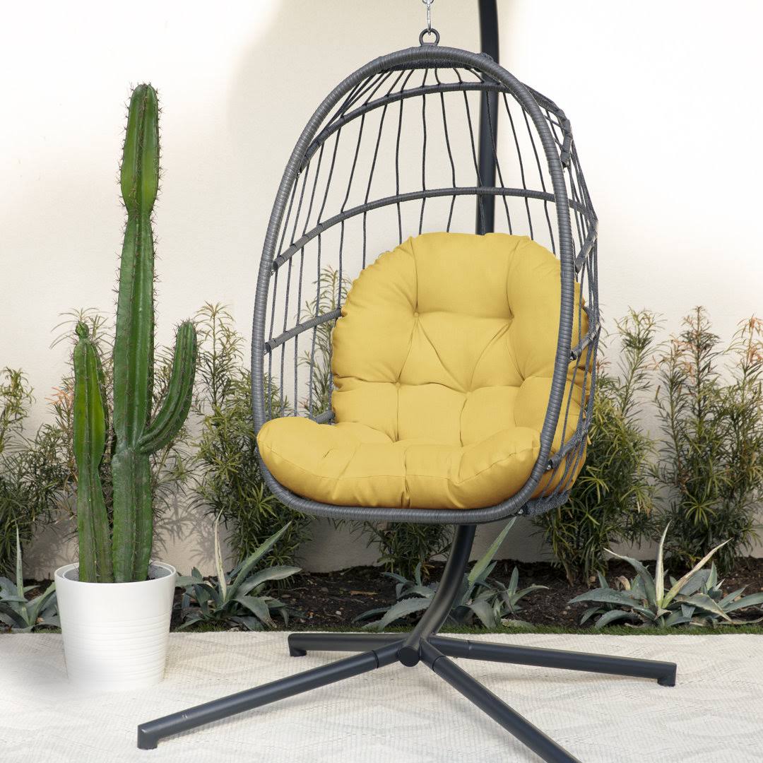 1d001d885db830dda6305e507ec8b57fd2cf3b33bcedca4c099bb006a91bdc1f.jpg Outdoor Seat/Back Cushion Egg Chair Cushion Fabric: Daffodil - Image 1