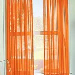 Jasmine Linen 2 Piece Sheer Luxury Curtain Panel Set for Kitchen/Bedroom/Backdrop 84" Inches Long (Orange)
