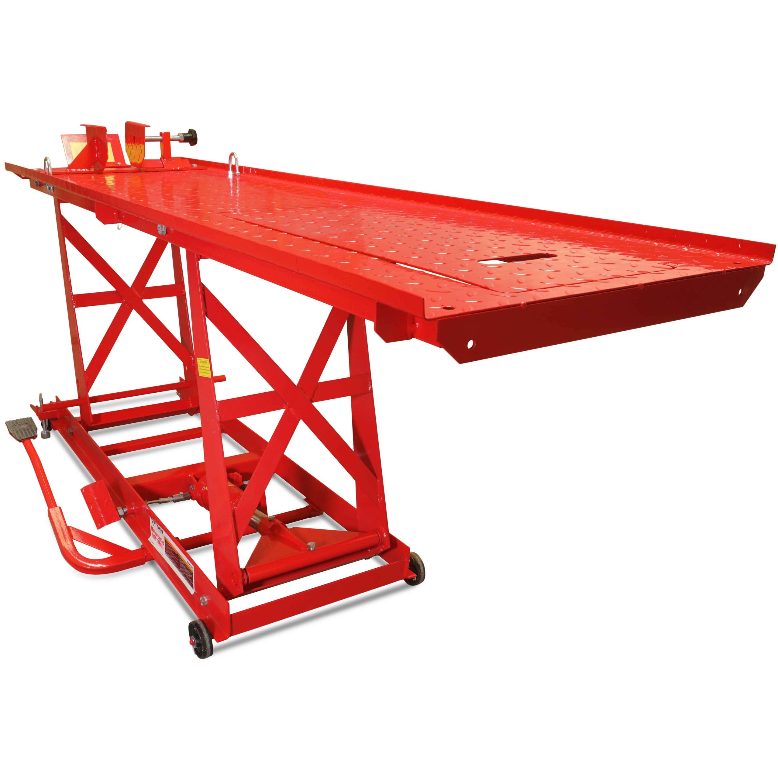 1d2e6c25ef45ca97d62eecd6837ae87e400f40dad16d01ef26452dec0720cced.jpg 1,000 lb Hydraulic Motorcycle Lift Table Extra Long Heavy Duty - Image 1