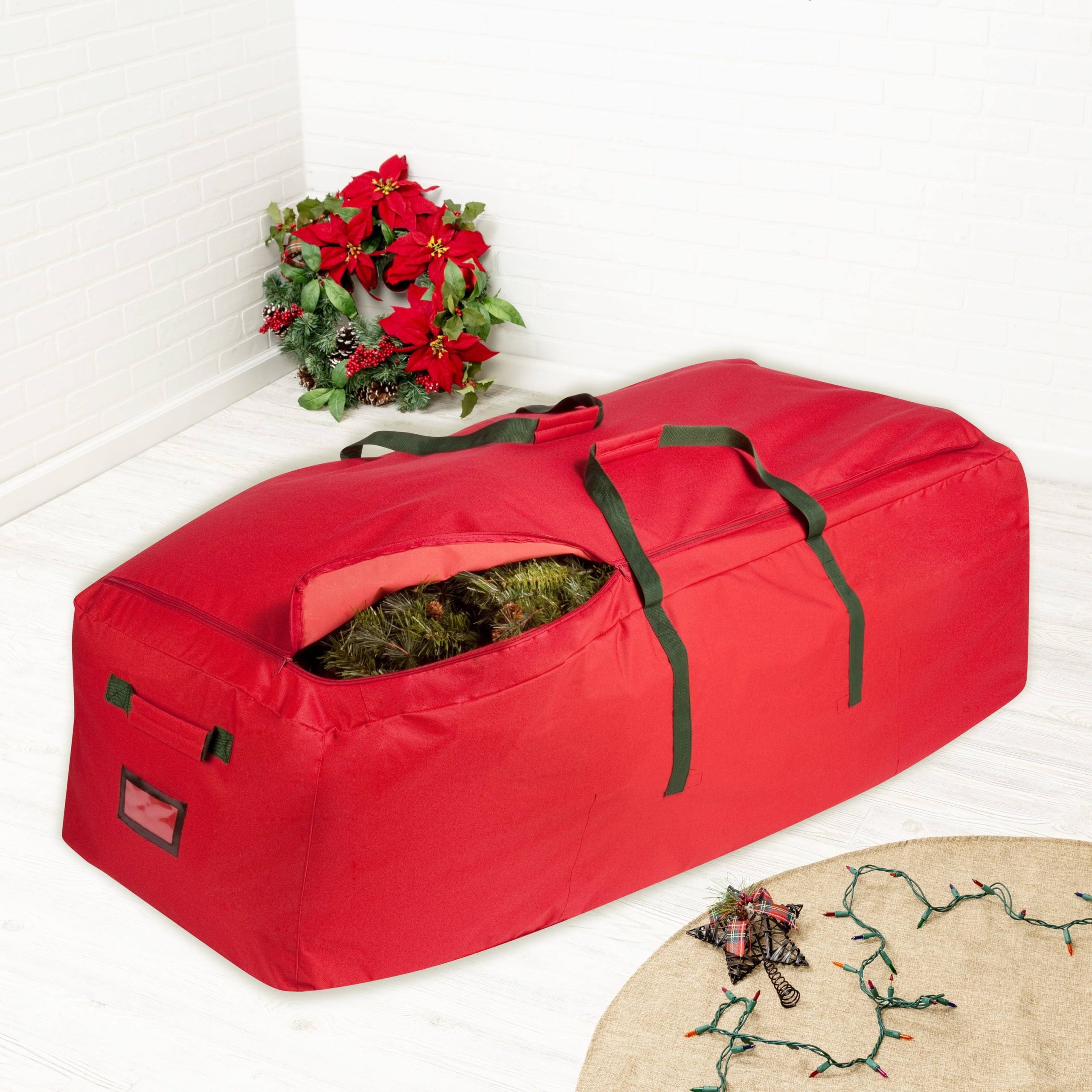 1d4bf5edd416696ed694d7304c642189c940affdf9beb18349bcc253e92e9558.jpg Honey-Can-Do Extra Large Christmas Tree Storage Bag - Red - Image 1