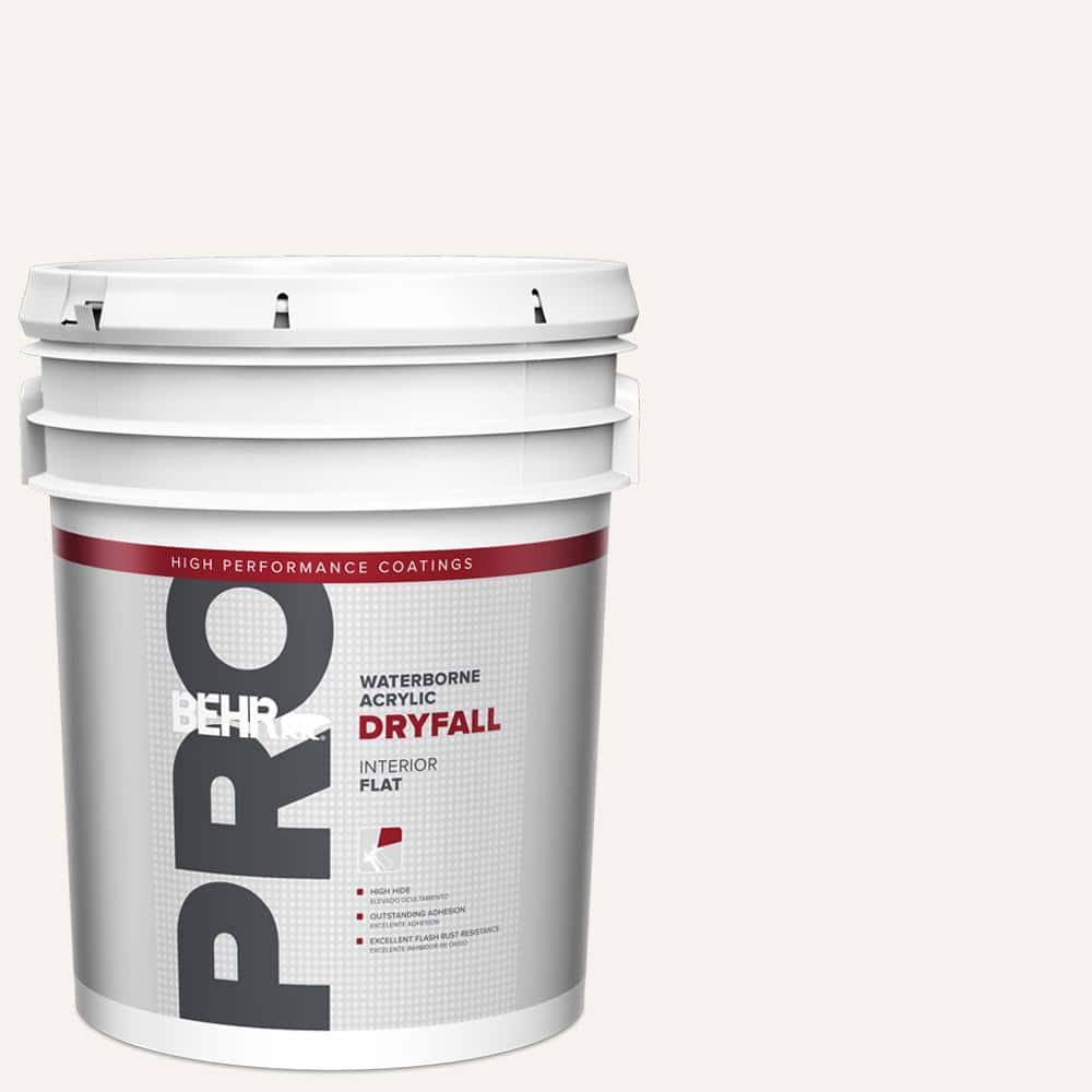 1d5436736e1362dbade9666c67136ae236cc02435d3c5f502e00fdb3977e53df.jpg BEHR Pro 5 gal. White Flat Waterborne Acrylic Dryfall Interior Paint - Image 1