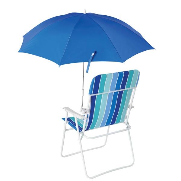 1da2553c996acbe915f6ae9310c5dd629130d0092b7aa437299dfb8546731aa9.jpg Mainstays Clip-On Umbrella Blue, Personal Beach Chair Umbrella - Universal Clamp, Size: 6' - Image 1