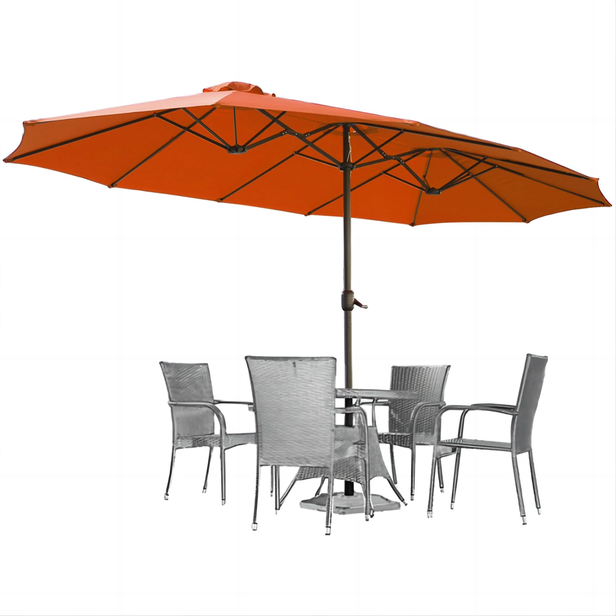 1dc602fb6d21787454f67fc32fa37afb05a75fe13fa944b76f8f76c675ab5aab.webp AECOJOY 15x9ft Double-Sided Patio Umbrella, Orange - Image 1