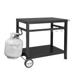 Gourmet PC3401B Double Shelf Movable Dining Cart Work Table. Outdoor Food Preparation Cart
