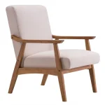 Ktaxon Mid - Century Modern Arm Chair with Solid Wood Frame, Lounge Chair Club Chair, Beige