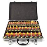 EDMBG Router Bits 35pc Set 1/4" Shank Tungsten Carbide Tips, Aluminum Carry Storage Case Multi Piece Kit