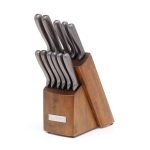 Cambridge Silversmiths Nero Hammered Titanium 12 Piece Cutlery Set with Block