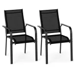 Tangkula Patio Dining Chairs | Stackable Outdoor Armchairs with Metal Frame