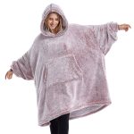 Cozy Sherpa Wearable Snuggle Blanket Hoodie with Sleeves for Adults Women Men Kids Gift Idea,Oversized Blanket Sweatshirt,Super Warm Light Weight