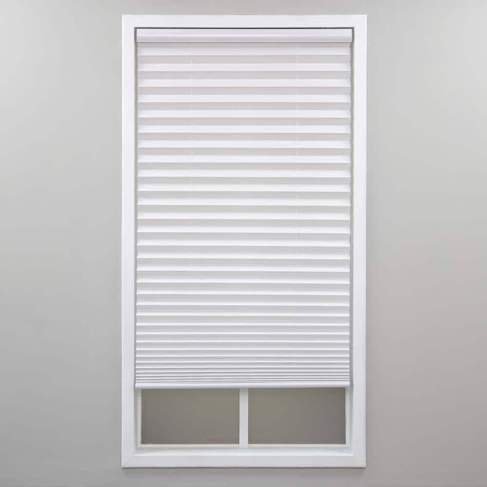 1e0fac8611ee6e375c5a57d828ddb30ddba739d5526cbd85cb82a07bfb4400c3.jpg Perfect Lift Window Treatment Cut-to-Width White Cordless Light Filtering Pleated Shade - 28 in. W x 48 in. L - Image 1