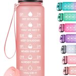 MEITAGIE 32oz Motivational Water Bottle with Time Marker & Fruit Strainer Leak-Proof BPA Free Non-Toxic 1L Bottle with Carrying Strap Perfect for