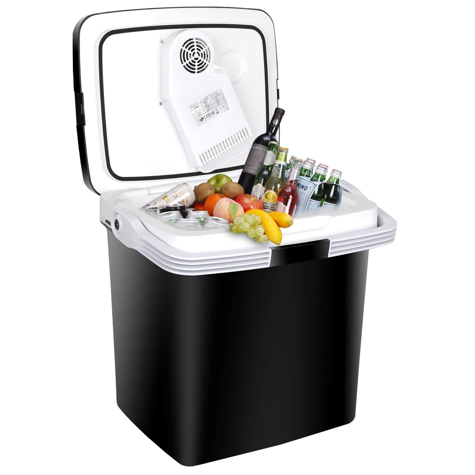 1e25d944568312f9bf750636f26b504d8cb56572b83b3fe7efc750e9ab8d0687.jpg Super Deal Pro 28 qt Portable Electric Cooler and Warmer, Mini 12V DC Car Refrigerator Plug in Cooler Car Refrige for Camping, Fishing, Work Beach - Image 1