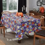 Newbridge Ghoulish Gang Whimsical Halloween Vinyl Flannel Backed Tablecloth - Pumpkin, Bats, Skulls and Spiderweb Fun Halloween Tablecloth, Easy Care