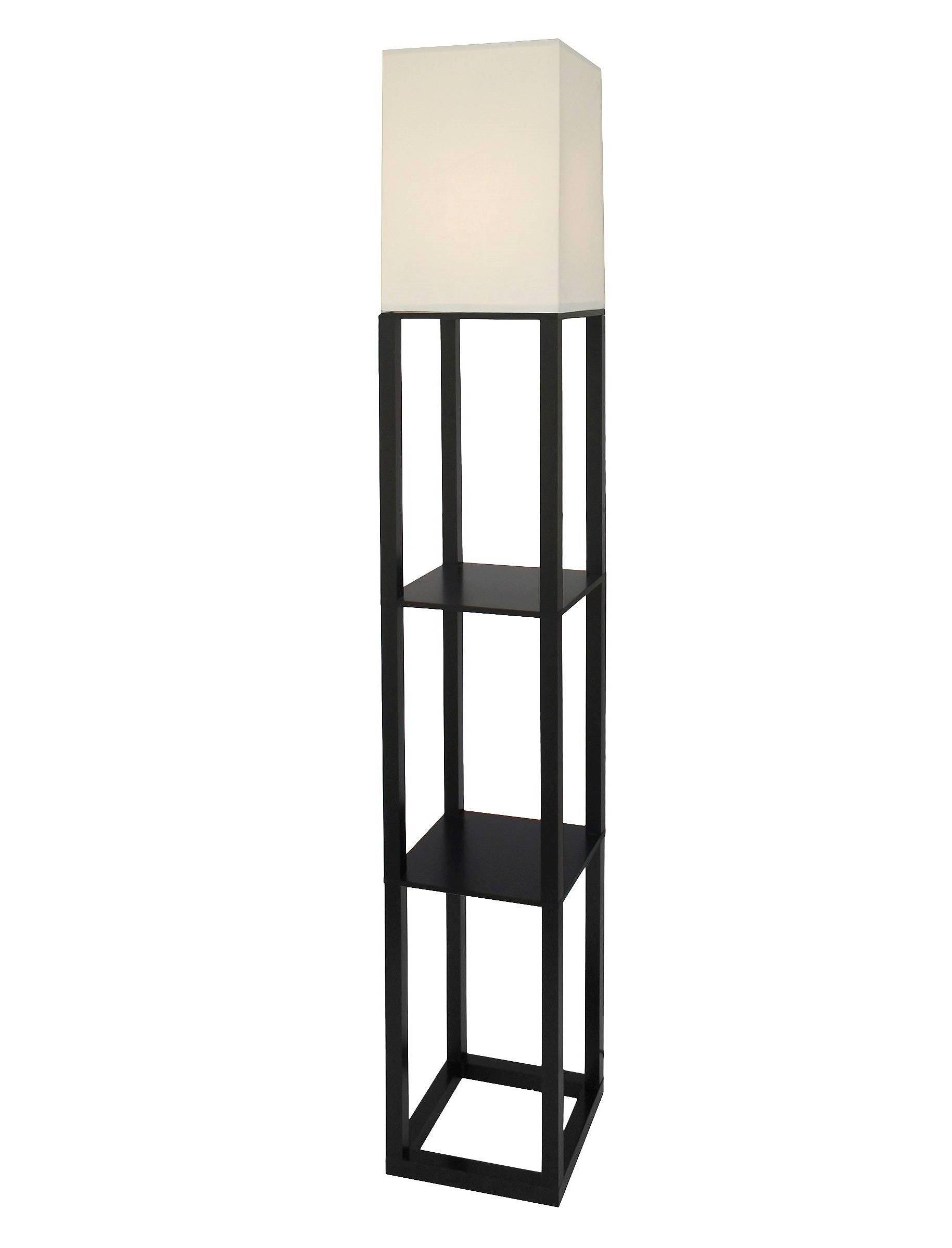1e59944d77a951dfdfed1ef78f5a98e32993bf81cf0762425f8fee63c01f11c5.jpg Threshold Shelf Floor Lamp with White Shade - Black - Image 1