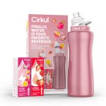Cirkul 32oz Rose Gold Stainless Steel Water Bottle Starter Kit with Rose Gold Lid and 2 Flavor Cartridges (Strawberry & Passion Fruit Dragon fruit)