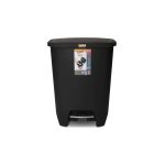 Glad 20 Gal Plastic Step Kitchen Trash Can, Black