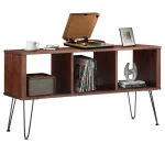 AECOJOY Walnut Vinyl Record Player Stand, Holds Up to 320 Albums, Audio-Visual Shelving