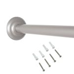Mainstays Permanent Straight Shower Curtain Rod 41 in 72 in, Brushed Nickel
