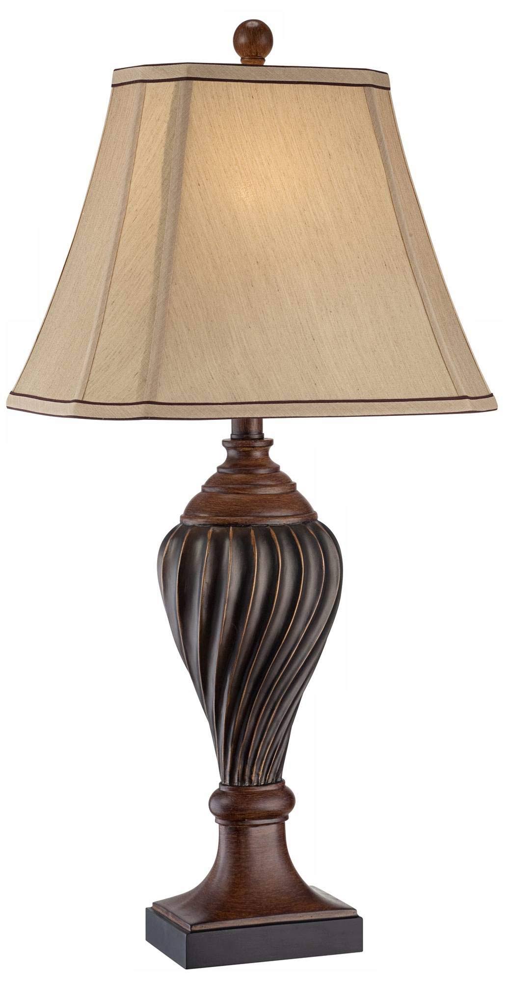 1efe8415a67bbff93524754bec17cc56e7662d9e1e5b85151afa88b435bcb610.jpg Regency Hill Carved Two-Tone Brown Table Lamp - Image 1