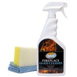 Quick N Brite Fireplace Glass Cleaner Kit with Cloth and Sponge, Removes Soot, Smoke, Creosote, and More, 24 oz, 1-Pack