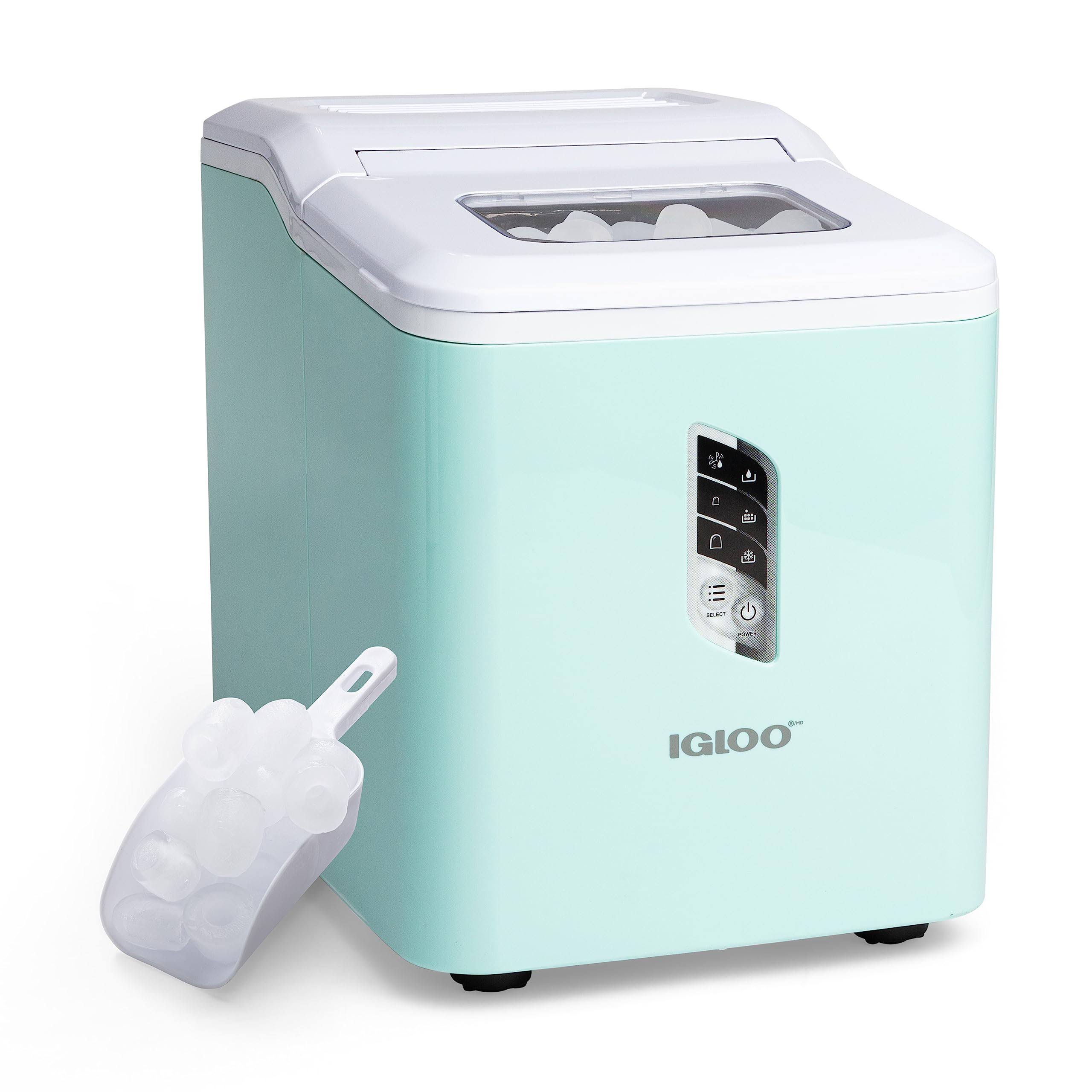 1f555a10a4742dfbae2dbe9e28c8c47970b68375fdc3a9dec51bbb1fd3dde7ec.jpg Igloo 26-Pound Automatic Self-Cleaning Ice Maker ,Aqua - Image 1