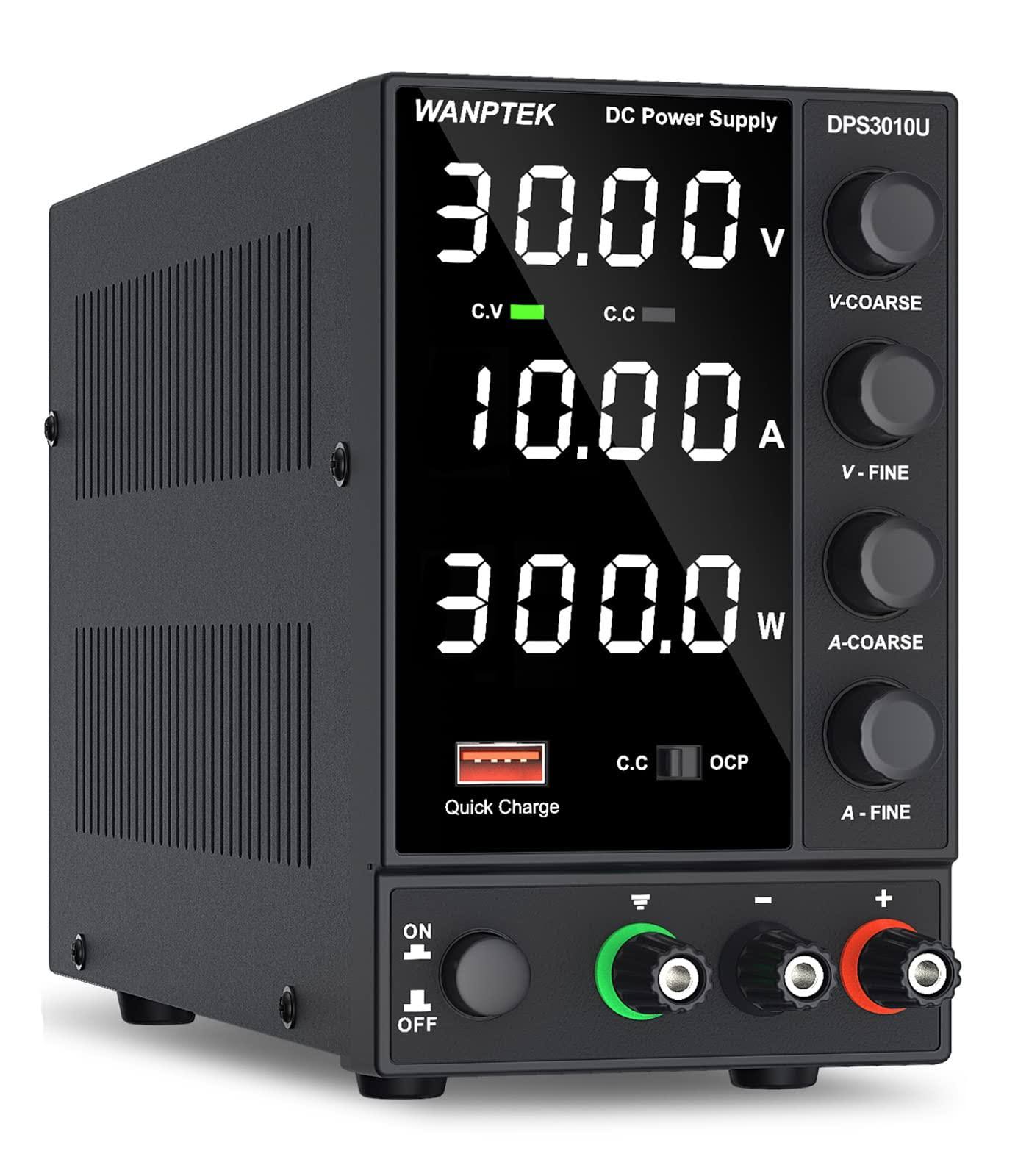 1f674b0e53fc24489fad2e1e21d4fa1aff99483bbe359f462eab9694c642d2bf.jpg Wanptek DC Power Supply Variable, Adjustable Switching Regulated Power Supply (30 V 0-10a) with Encoder Coarse & Fine Adjustments Knob, Bench Power - Image 1